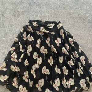 Black Floral Swing Skirt with Cream Blooms Ann Taylor